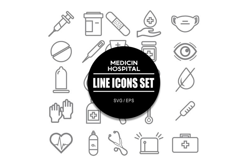 medcin-hospital-line-icon-set