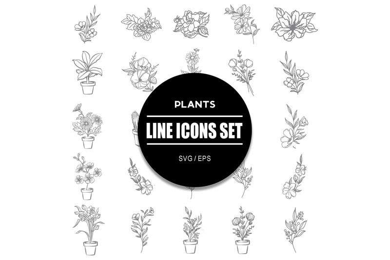 plants-line-icon-set
