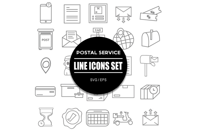 postal-service-line-icon-set