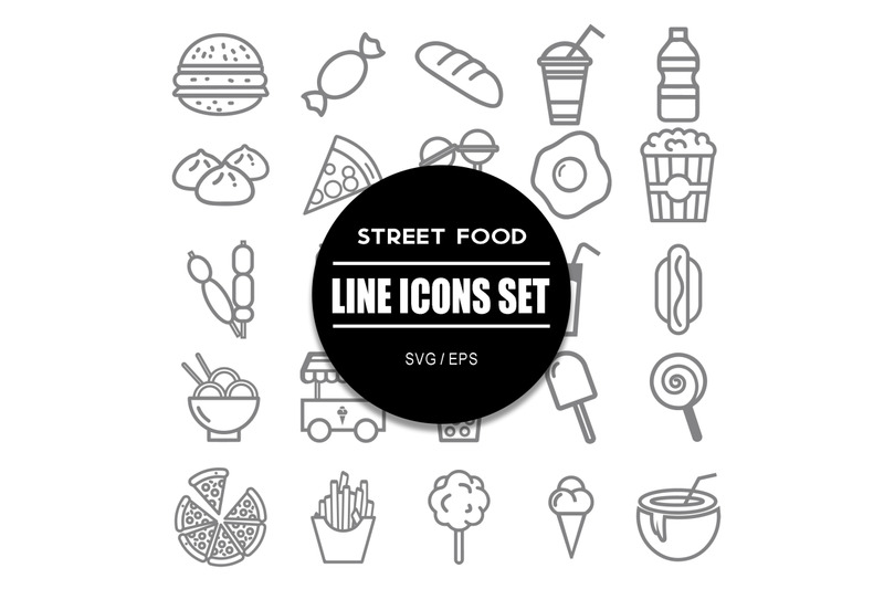 street-food-line-icon-set