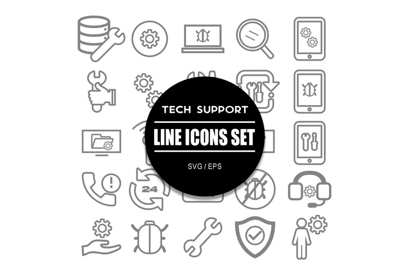 tech-support-line-icon-set