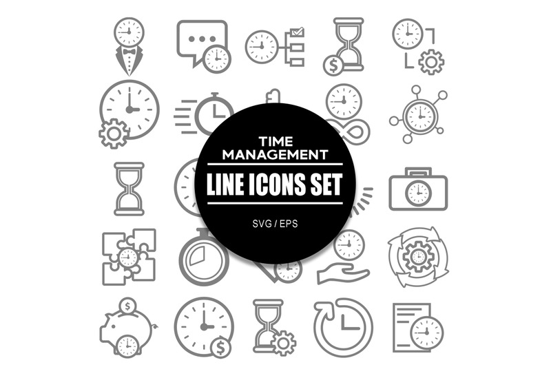 time-management-line-icon-set