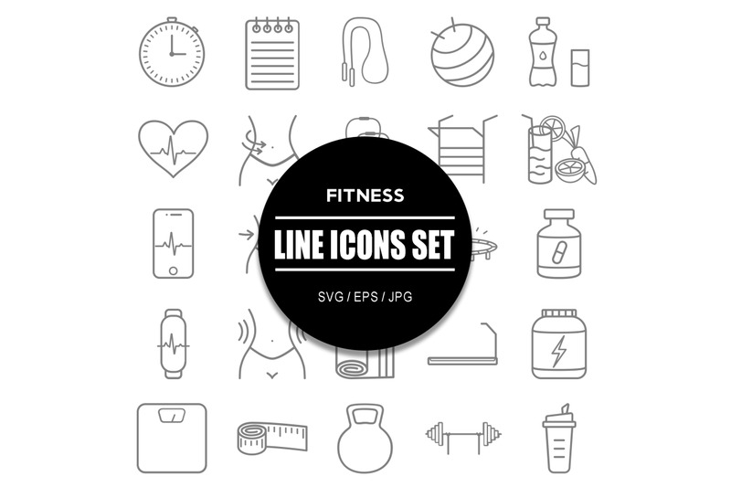 fitness-line-icons-set