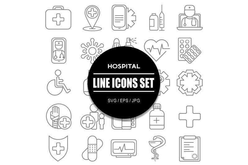 hospital-line-icons-set