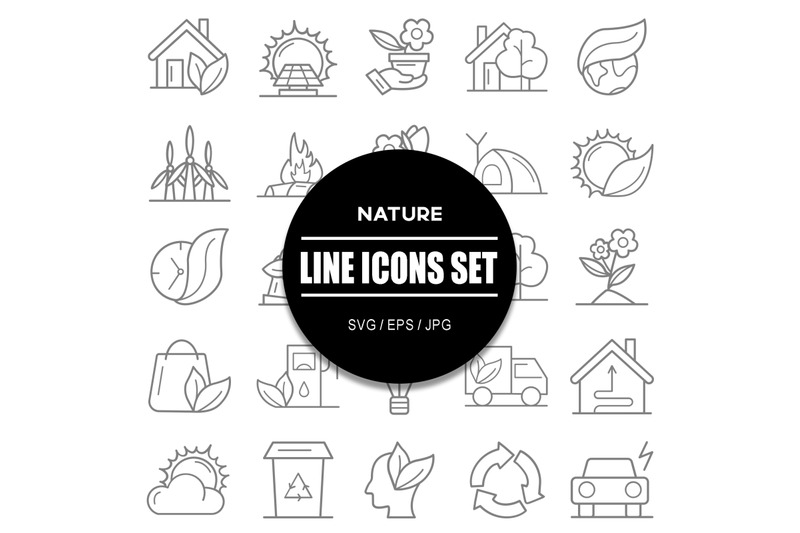 nature-line-icons-set