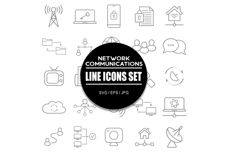 network-communications-line-icons-set