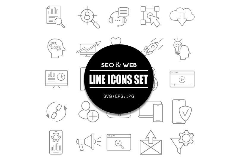 seo-and-web-line-icon-set