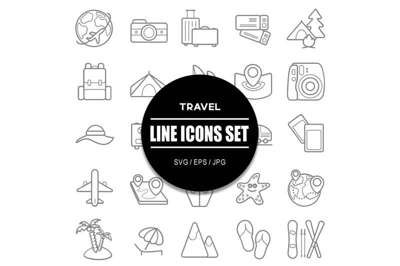 travel-line-icons-set