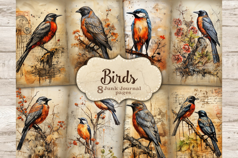 vintage-birds-junk-journal-pages-digital-collage-sheet