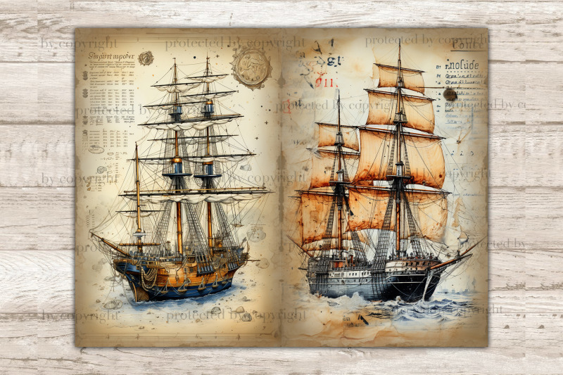 ship-junk-journal-pages-vintage-ephemera