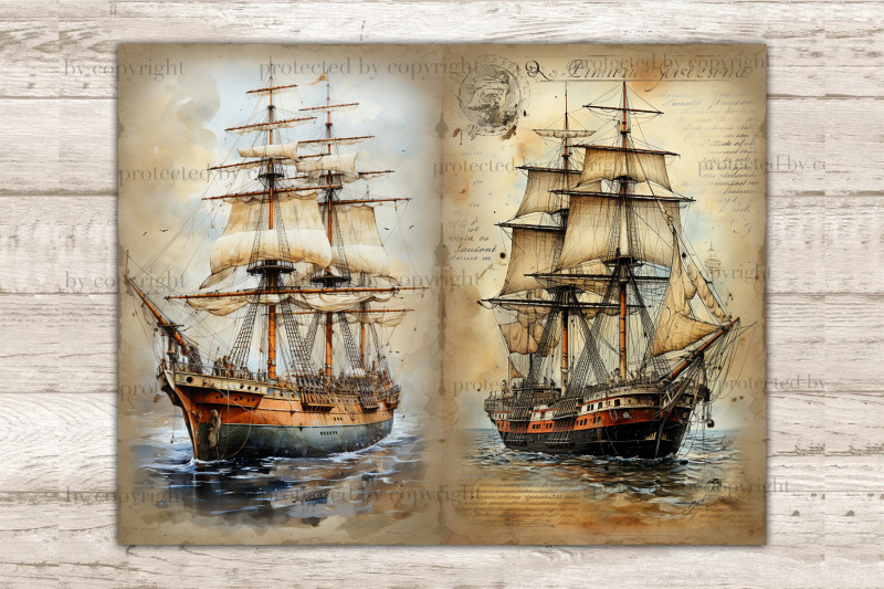 ship-junk-journal-pages-vintage-ephemera