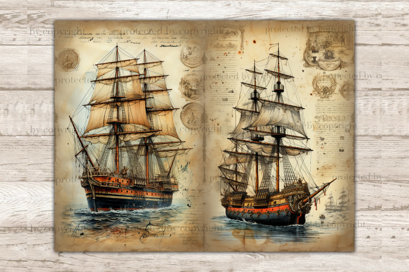 ship-junk-journal-pages-vintage-ephemera