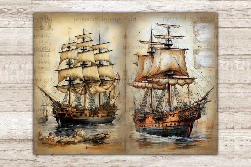 ship-junk-journal-pages-vintage-ephemera