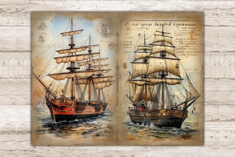 ship-junk-journal-pages-vintage-ephemera