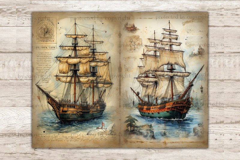 ship-junk-journal-pages-vintage-ephemera