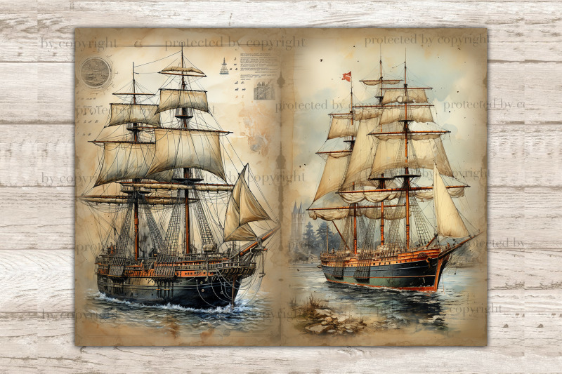 ship-junk-journal-pages-vintage-ephemera