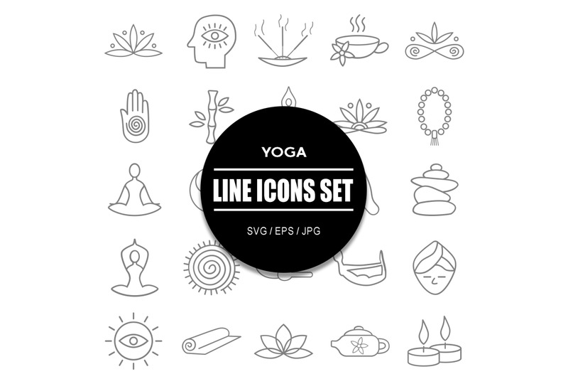 yoga-line-icons-set