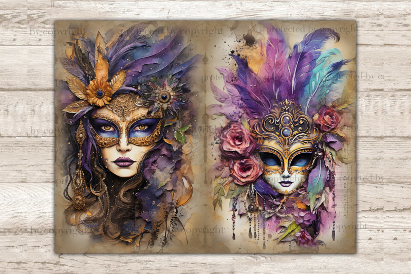 mardi-gras-junk-journal-pages-masquerade-ephemera