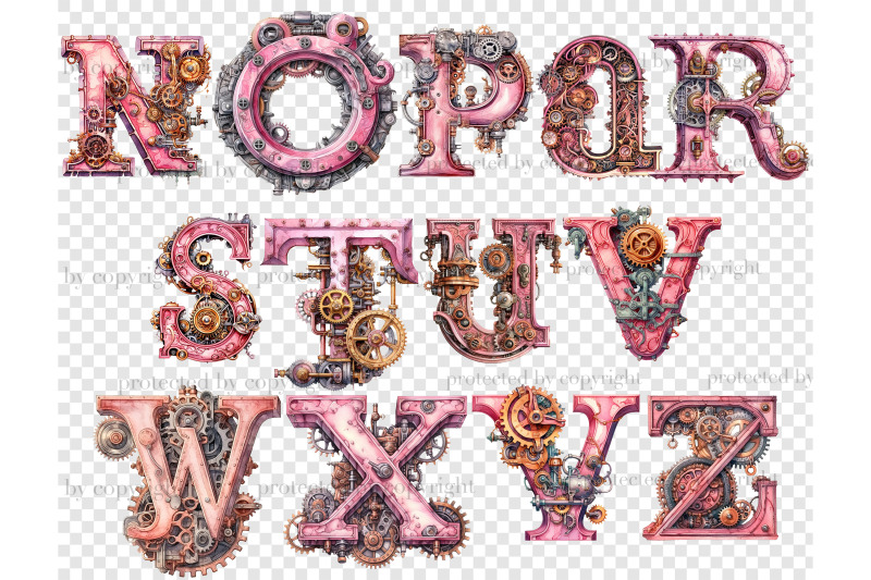 pink-steampunk-alphabet-pink-valentine-039-s-day-clipart