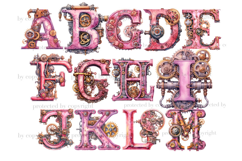 pink-steampunk-alphabet-pink-valentine-039-s-day-clipart