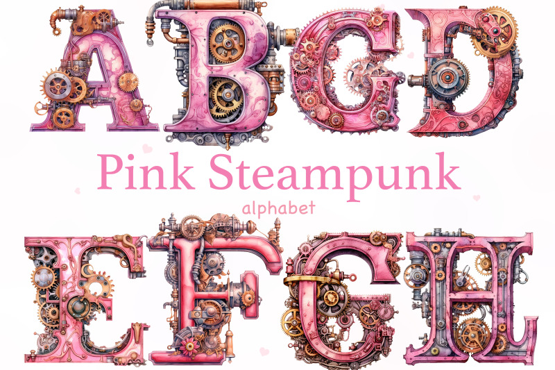 pink-steampunk-alphabet-pink-valentine-039-s-day-clipart