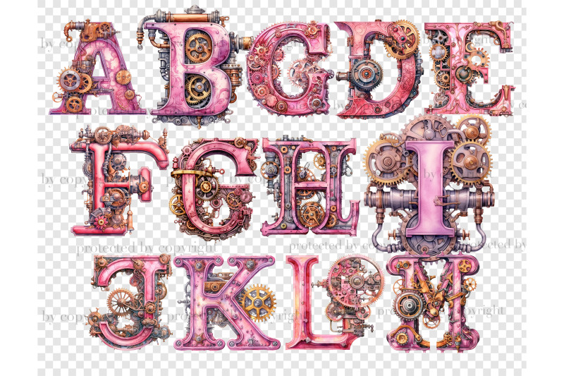 pink-steampunk-alphabet-pink-valentine-039-s-day-clipart