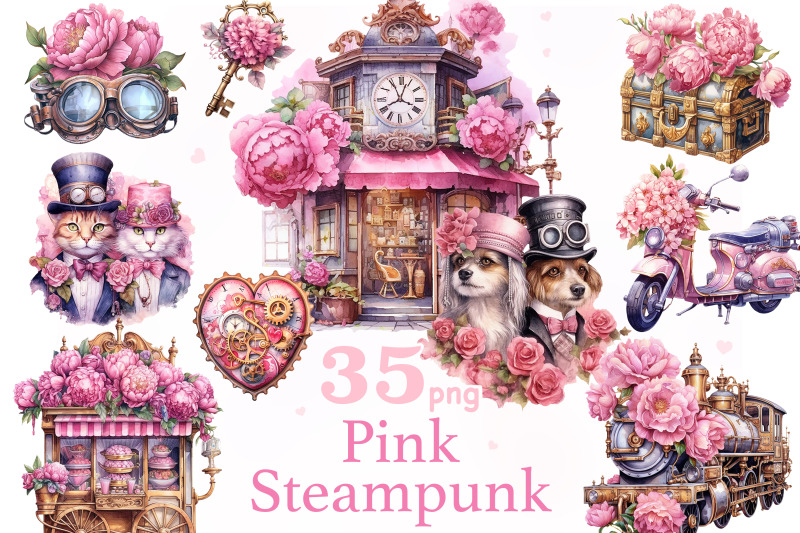 pink-steampunk-valentine-039-s-day-png-romantic-clipart-bundle