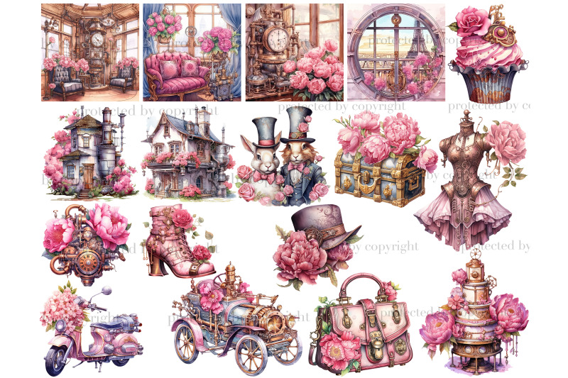 pink-steampunk-valentine-039-s-day-png-romantic-clipart-bundle