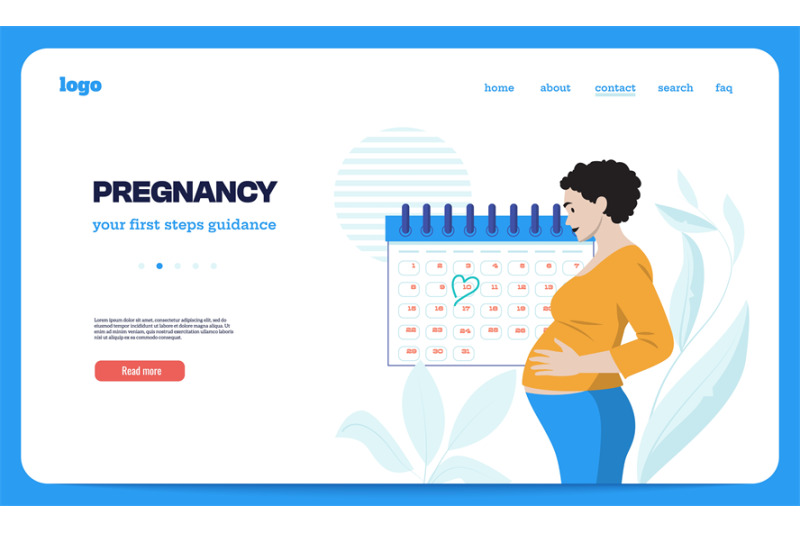 pregnancy-landing-page-mother-and-baby-characters-on-maternity-leave