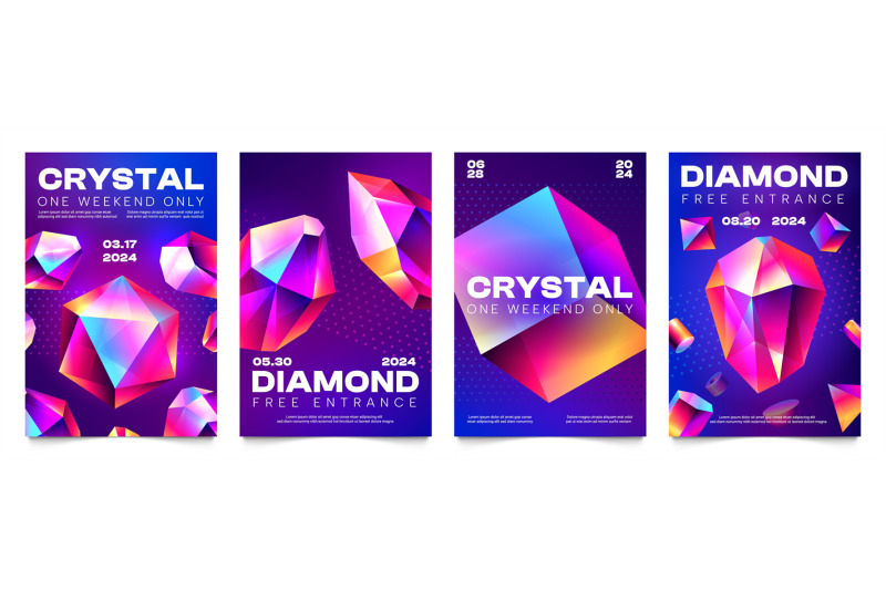 abstract-crystal-posters-triangular-gemstone-badges-with-shiny-reflec