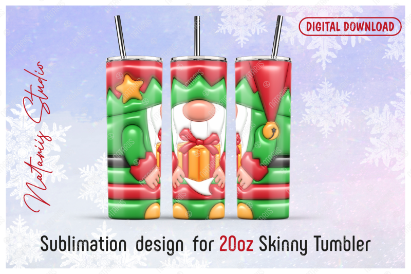 3d-inflated-puffy-christmas-gnome-elf-20oz-skinny-tumbler