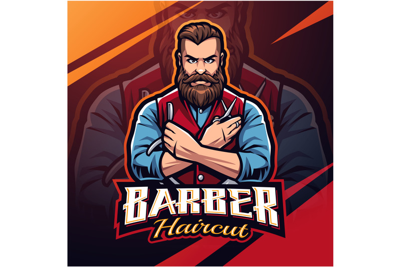 barber-haircut-esport-mascot-logo-design