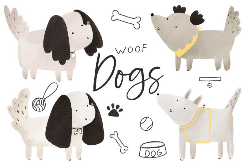 dog-and-puppy-hand-painted-illustration