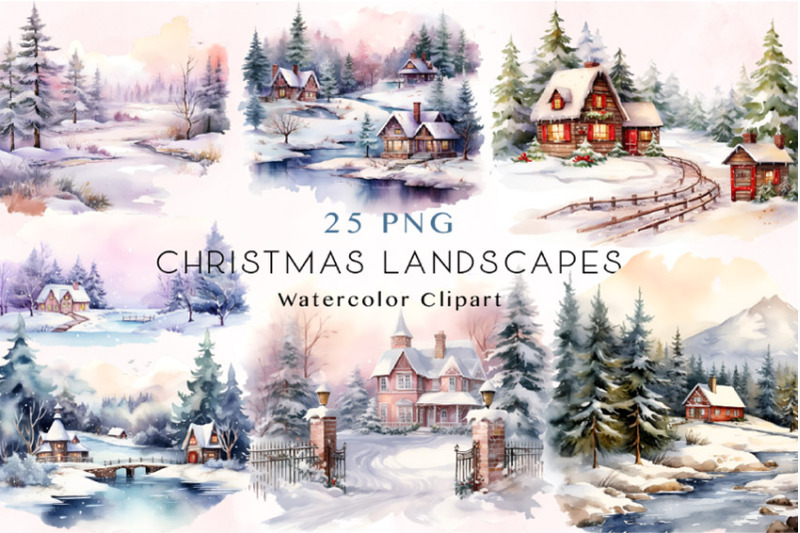 25-watercolor-christmas-landscapes-bundle
