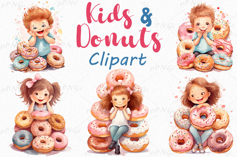 watercolor-kids-and-donuts-clipart