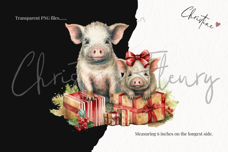 vintage-christmas-pigs-clipart