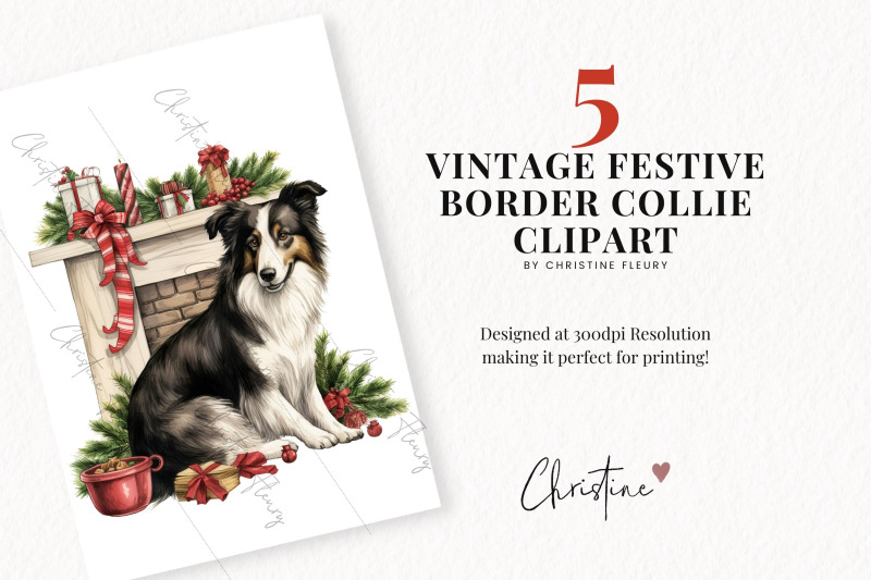 vintage-festive-border-collies-clipart