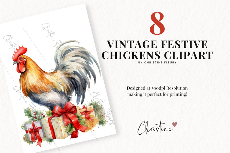 vintage-festive-chickens-clipart
