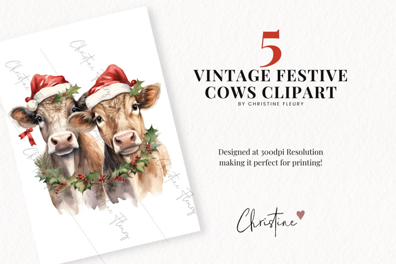 vintage-festive-cows-clipart