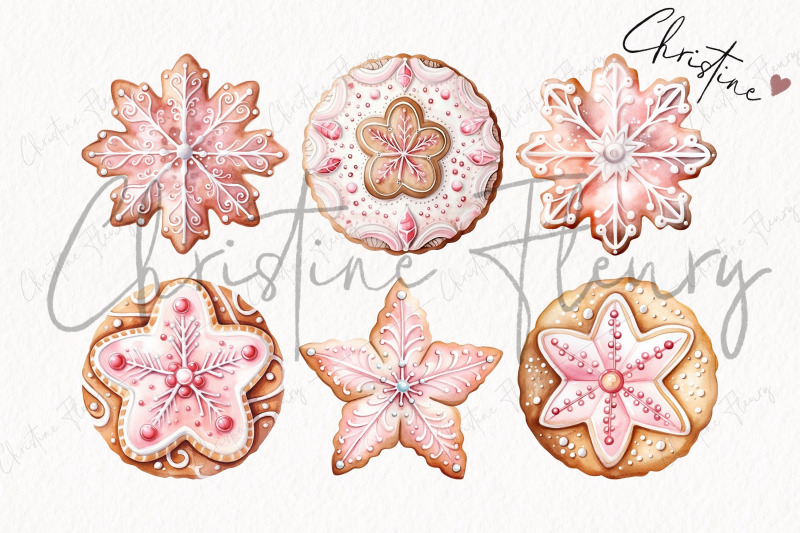 watercolor-pink-festive-star-cookies-png