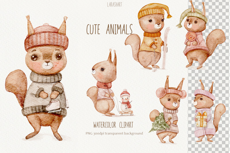 cute-animals-watercolor-clipart-animal