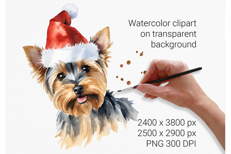 watercolor-christmas-yorkshire-terriers