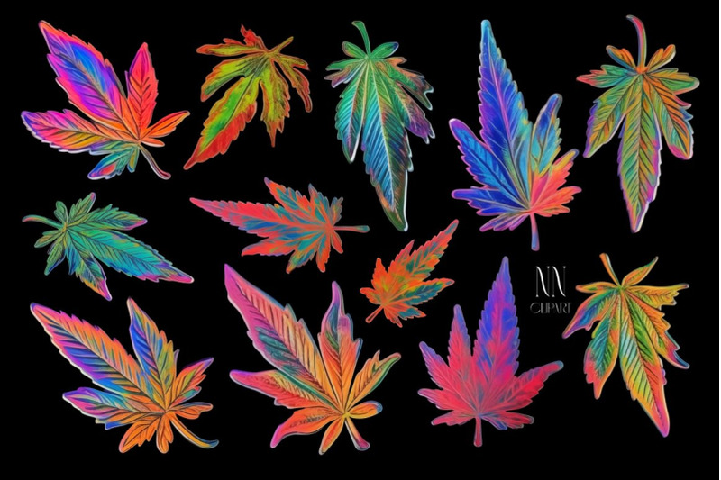 weed-holographic-sublimation-cute-canabis-leaves-planner