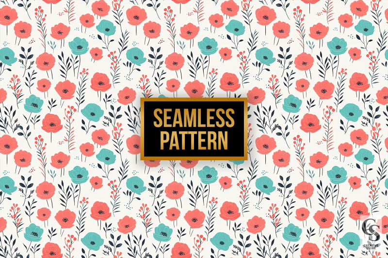 soft-coral-and-teal-flowers-seamless-patterns