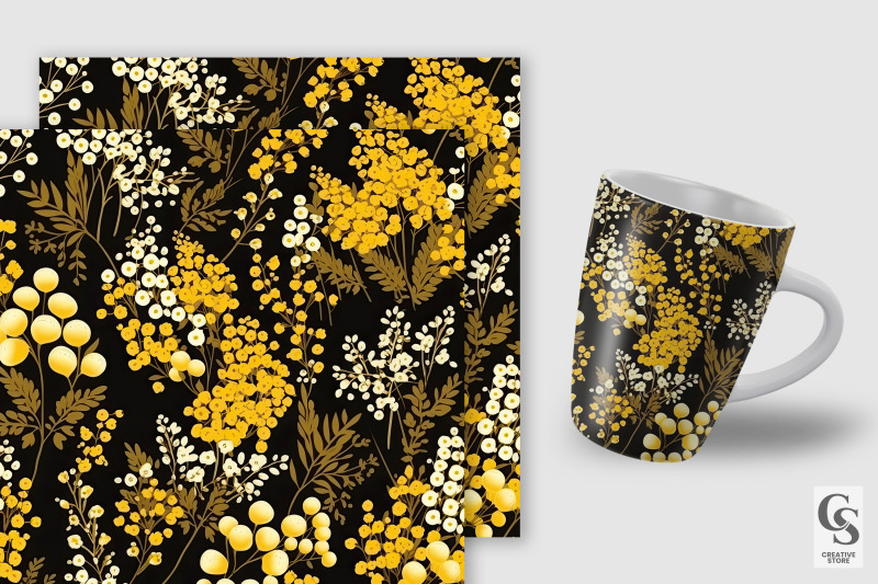 cute-mustard-flowers-seamless-patterns