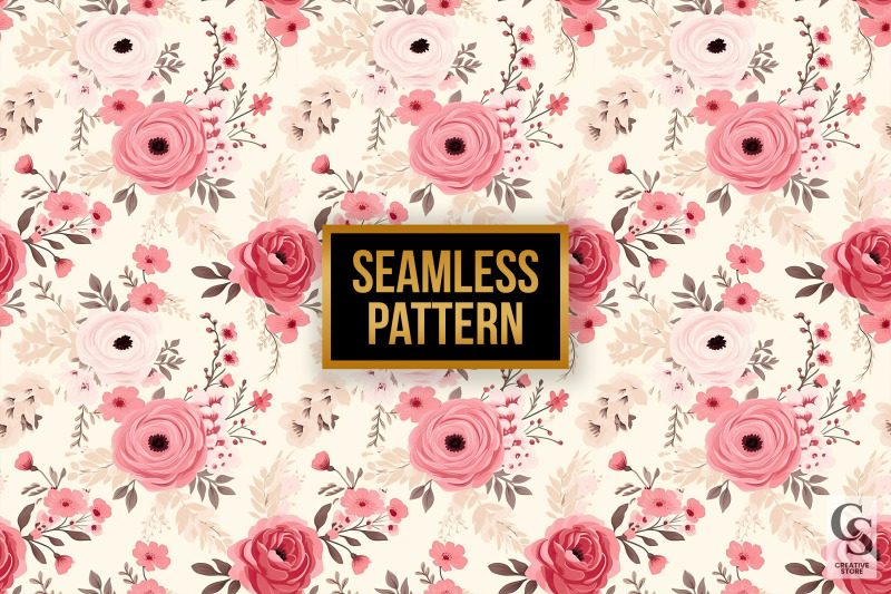 pink-amp-beige-cute-flowers-seamless-patterns