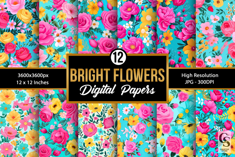 pink-and-yellow-bright-flowers-seamless-patterns
