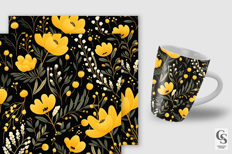 yellow-wildflowers-seamless-patterns