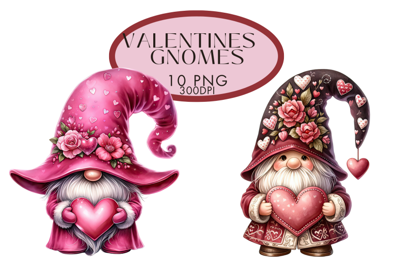 valentines-gnomes-watercolour-clipart-bundle