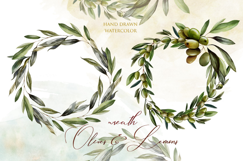 watercolor-wreath-olives-amp-lemons